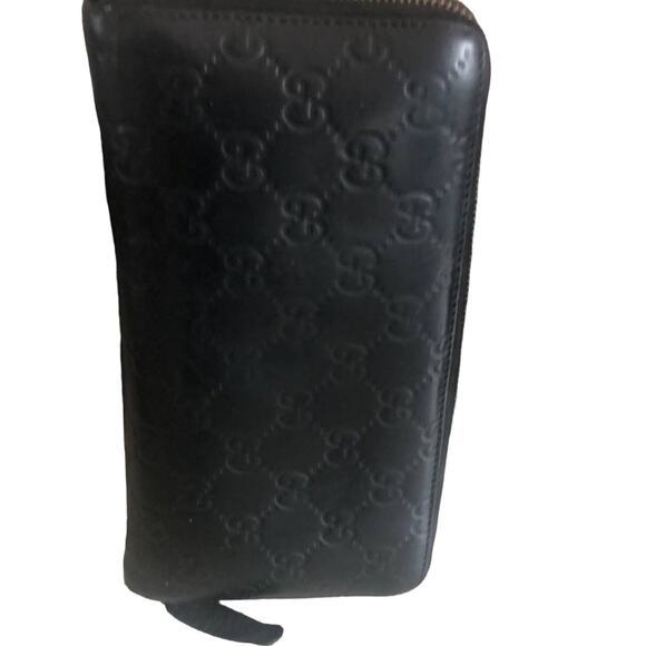 Gucci Black Guccissima Zip Around Long Wallet GG Signature leather - Picture 8 of 12